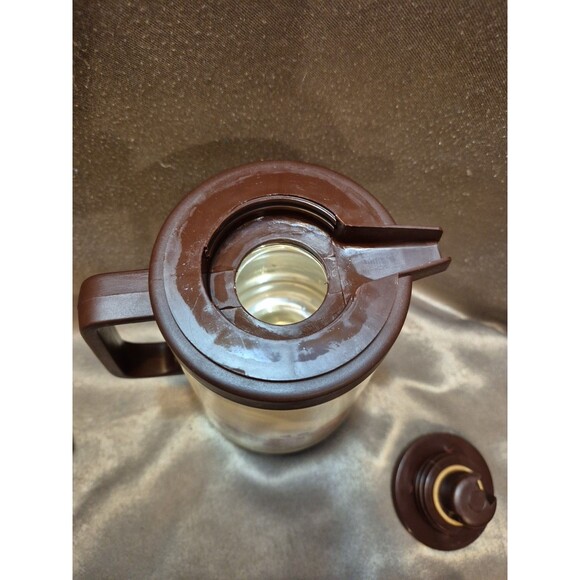 Vintage CORNING Thermos Coffee Tea Carafe 1qt GARDEN Orange Brown Floral - Picture 13 of 14